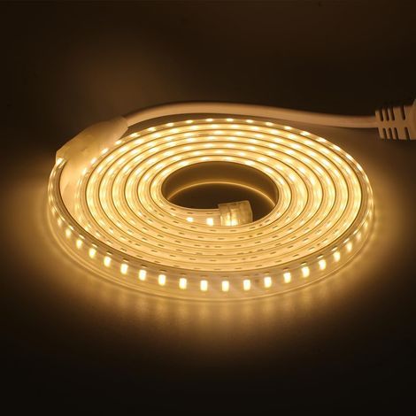 LED-Streifenleuchte, IP65 wasserdicht, 220 V, flexible LED-Streifenleuchte für Treppen, Schlafzimmer, Küche, Innen-/Außenbereich (Warmweiß, 2 m)