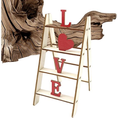 Échelle de la Saint-Valentin Décorations En Bois De La Fête Des Amoureux  Panneau Décoratif En Bois Échelle Romantique Pour Fête Mariage Bureau Étagère Manteau Entrée (1/5)