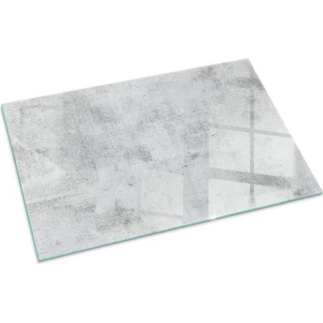 Plaque Rectangulaire en verre trempé décorative de sol avec impression sous cheminée Texture béton brut 100x70 cm (1/5)