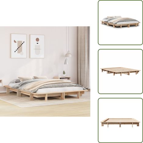 Massivholzbett ohne Matratze 120x190 cm Kiefernholz - Bettgestell - Bettgestelle - Bett - Betten