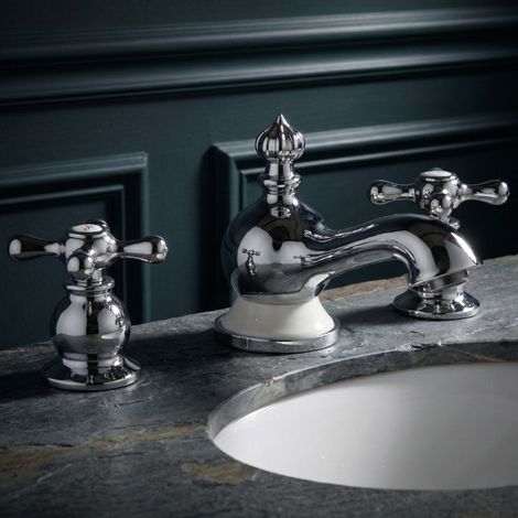 PaulGurkes Robinet de lavabo Nostalgie à 3 trous Style rustique rétro