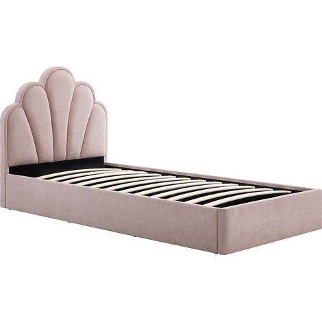 Lit coffre coquillage 90 x 190 cm – Tissu – Rose - CORALUNO (1/5)