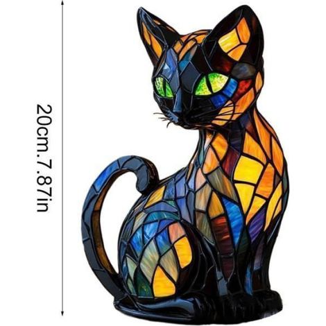 1 Lampe à poser vitrail animal, design vintage résine peinte main, éclairage LED doux pour chambre salon bureau (1/5)