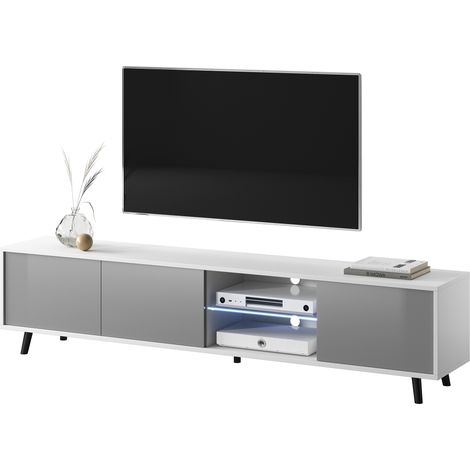 Selsey GALHAD – Fernsehschrank / modernes TV-Board mit Füßen und LED, 175 cm breit (Weiß Matt / Grau Hochglanz) (1/5)