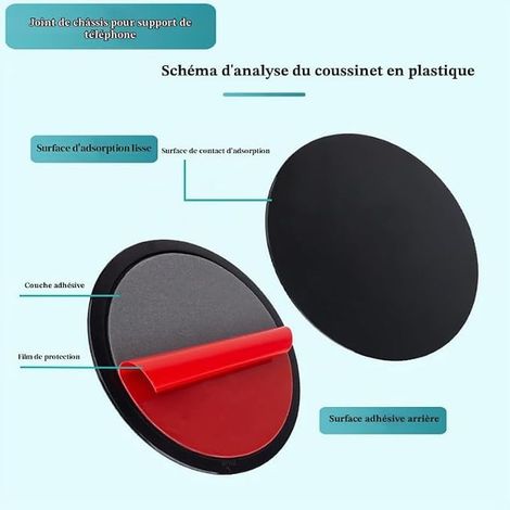 Disques de Montage à Ventouse pour Tableau de Bord, adhésif Dashboard Pad résistant pour Pare-Brise GPS Sat Nav Dash Cam Tablette Ventouse Support Disque (Noir) (1/4)