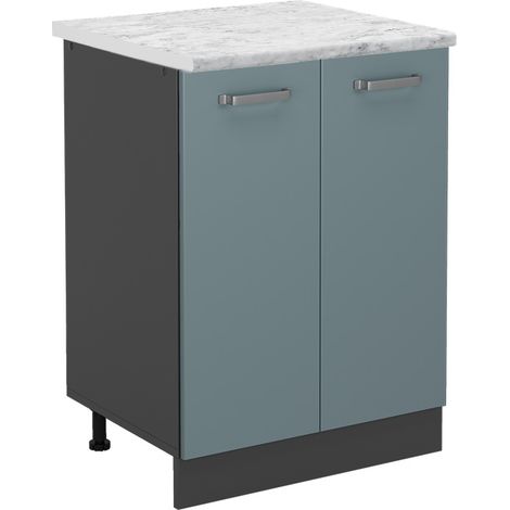 Mobiletto base per cucina R-Line, Grigio-blu, 80 cm PL Marmo, Vicco