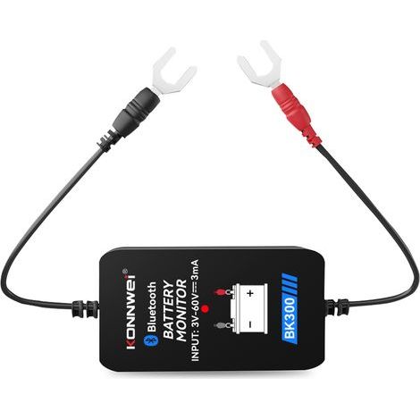 KONNWEI BK300 Moniteur de batterie sans fil et testeur de système électrique BT 5.0 Acquisition intelligente de tension de test de charge de démarrage de forme d'onde pour 12 V 24 V inondé, AGM plat, 