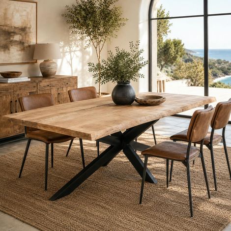 Table à manger en bois à pied central 200 cm FULTON (1/5)