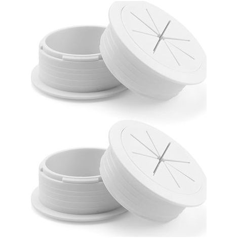 PasseCâble Ø 60 mm, 4 Pièces PasseFil Bureau Blanc, Trous de Câbles pour Bureaux d'ordinateur (1/5)