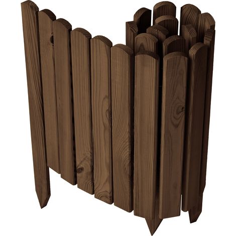Garronda clôture de Jardin en Bois Bordure Jardin Cloture Jardin Exterieur, Palissade Bordurette Longueur: 100 cm GD-0148 (Brun Foncé, Hauteur : 40 cm)