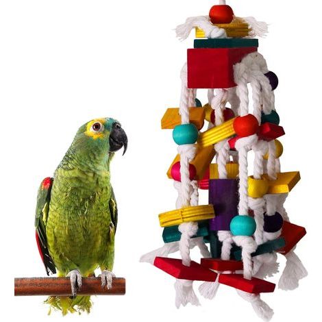 Vogelkauspielzeug – Nagerblock aus Holz für den Papageienkäfig (1/5)