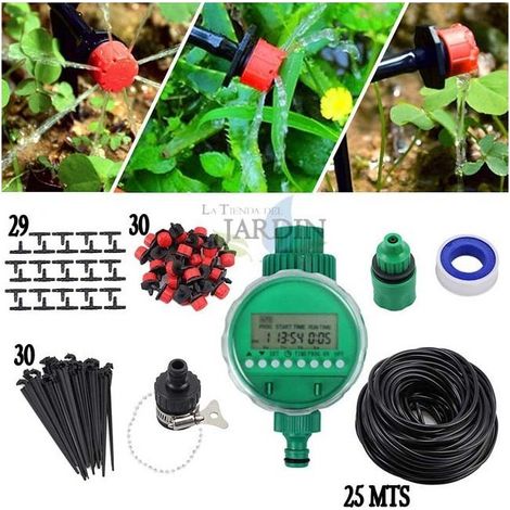 Kit Programador Riego AutomÃ¡tico por goteo 25m para macetas y plantas - Ideal para jardines y terrazas