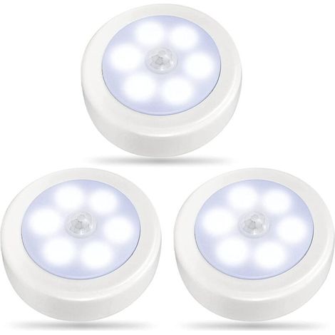 Indoor LED Motion Sensor Light Battery Operated Cool White Cabinet Light for Closet, 3 Pack