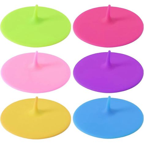 Lot de 6 couvercles en silicone pour tasses et verres, protection anti-poussière, réutilisables. (1/5)