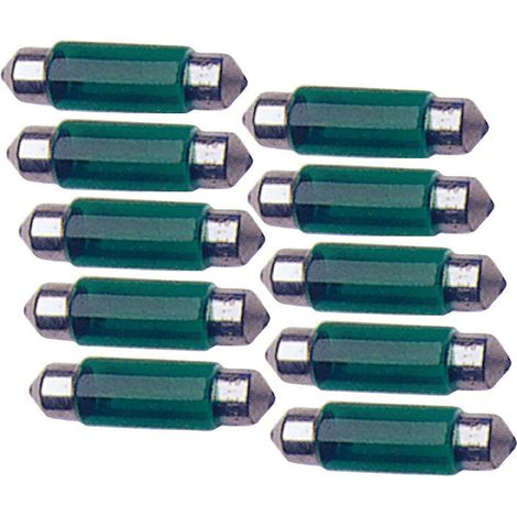 10 Ampoules Navettes - 12V - 5W - T11 - 35mm - Vert - C5W