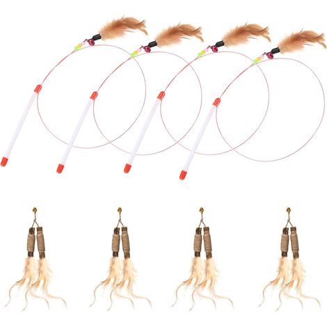 4 Pcs Jouet à Plumes pour Chats, Canne a Peche Chats Jouet (1/5)