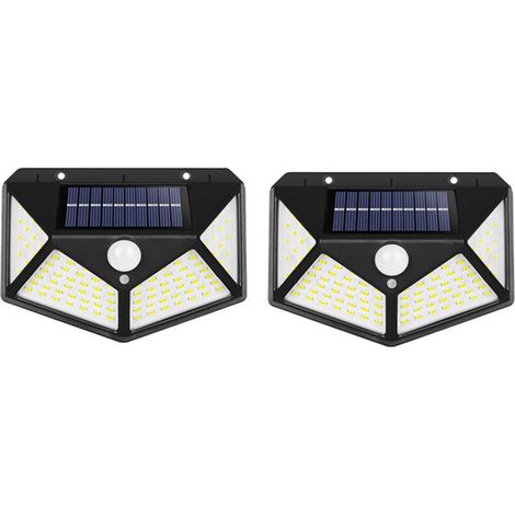 Lot de 2 lampes solaires LED d'extérieur, étanches, à cellule solaire et détecteur de mouvement PIR, alimentées par l'énergie solaire pour le jardin.-AquaForge (1/5)