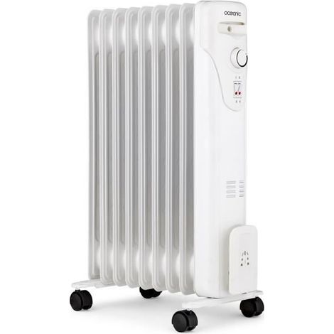 Öl-Bad-Elektroheizkörper - 2000 Watt - OCEANIC - 3 Leistungsstufen - 9 Elemente - Mobil - Weiß (1/5)