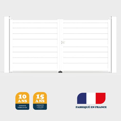 Portail battant prêt à poser ILY Blanc 9016 L356 cm X 177cm en aluminium BELTY (1/4)