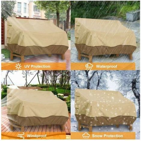 Housse de banc jardin - 1 pièce, 85×80×91.5cm, Oxford, imperméable, anti-UV - Beige Étiquette (1/5)