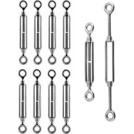 10pcs Tendeur de câble avec crochet et œillet - En acier inoxydable 304, Tendeur M6. (1/5)