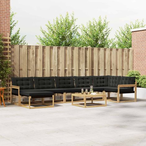 vidaXL Outdoor-Sofagarnitur 8 Stk. Weiß und Schwarz Massivholz Akazie (1/5)