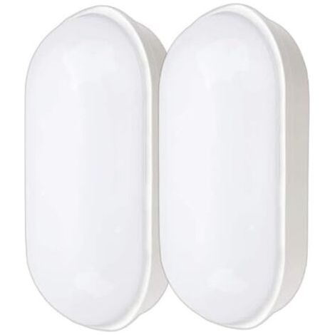 Pair Plafonnier LED, 20 W, 2 200 lm, éclairage de cave, plafonnier ovale, applique murale étanche IP55, pour salle de bain, garage, couloir, atelier, jardin, balcon, blanc neutre, 2 pièces (1/5)