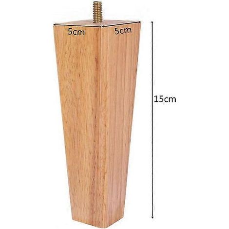 Pieds de support en bois massif sculpté, faciles à installer, 15 cm, avec vis, pieds de rehaussement en bois pour canapé et meuble. (1/5)