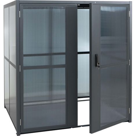 [NEUWERTIG] Müllcontainerverkleidung HHG-396, Müllcontainerbox Abfallcontainer bis 1100l, Stahl Polycarbonat 175x160x136cm (1/5)