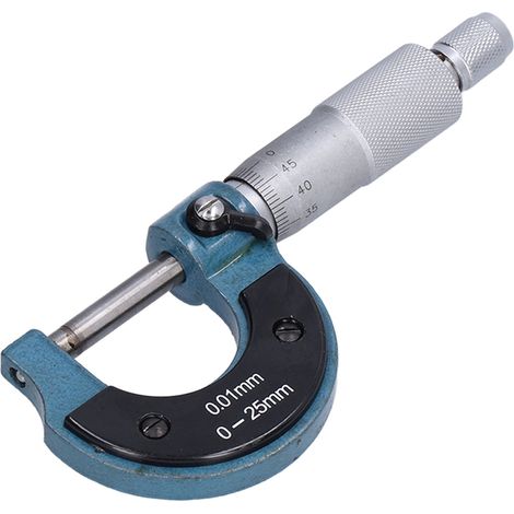 Micromètre d'extérieur en acier inoxydable, outil de mesure d'épaisseur de haute précision avec clé, 0,01 mm, 0-25 mm (1/5)