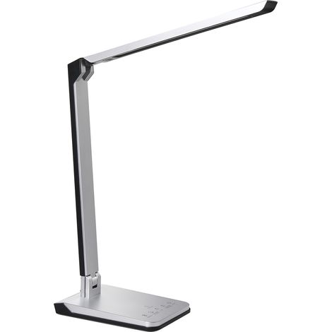 Lámpara LED de escritorio para despacho de material sintético con intensidad y color ajustables regulador de brillo plateado Pictor