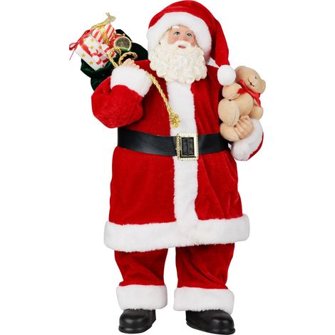Dekoration MagicHome Weihnachten, Santa mit Geschenken und Teddybär, rot, 46 cm (1/3)