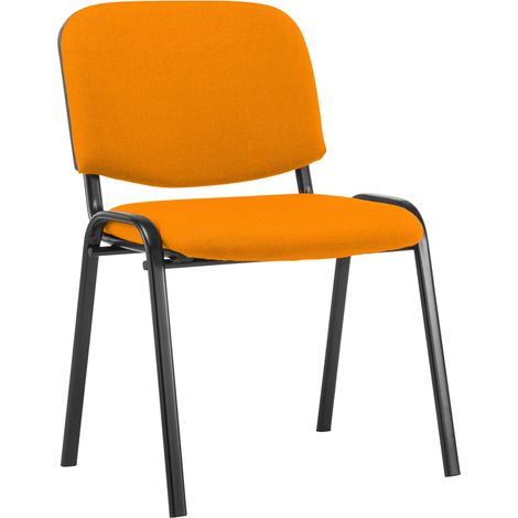 Sedia visitatore impilabile per sala d'attesa tessuto arancione base a 4 gambe in metallo nero 100008403