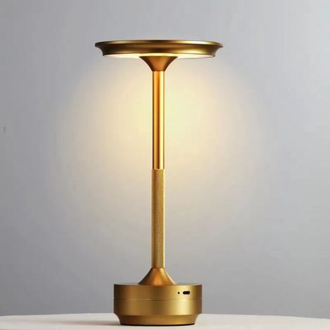 Lampada da tavolo ricaricabile color oro, senza fili e dimmerabile, moderna lampada touch, include cavo USB-C, lampada da comodino, illuminazione da giardino (1/5)