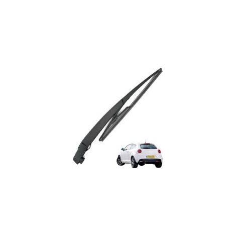 Brazo y escobilla del limpiaparabrisas trasero, kit de brazo de limpiaparabrisas trasero de caucho natural para todas las estaciones, compatible con Alfa Romeo Mito 2008-2018.