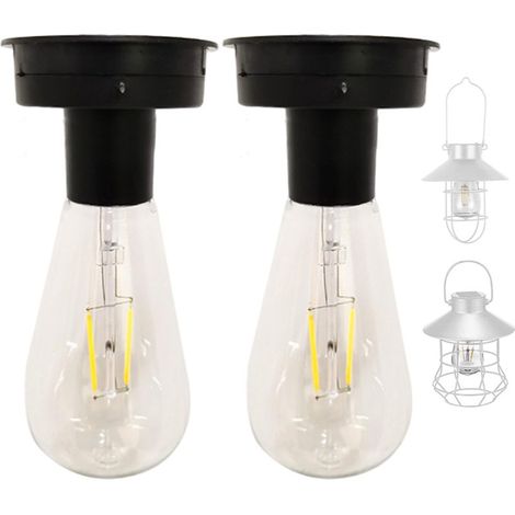 Couvercle de rechange pour lampe solaire : diamètre de 7 cm (2,75 pouces) avec ampoule intégrée, accessoire étanche pour lanterne de jardin à monter soi-même - Lot de 2 (1/5)