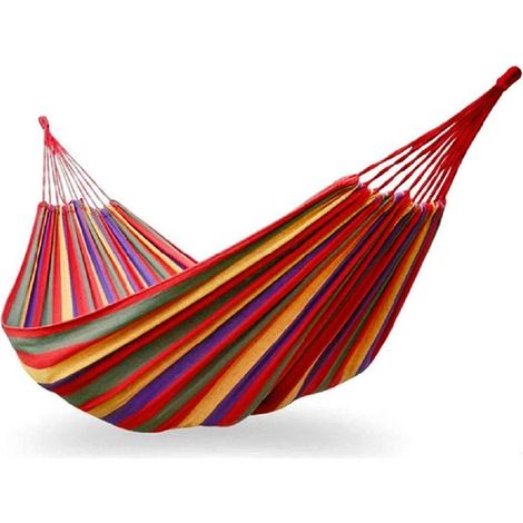 276846 Hamaca para el aire libre de algodón colorido L. 200 x P. 80cm con bolsa