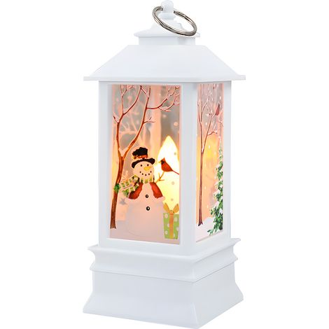 Batteriebetriebene Weihnachtslaterne für den Außenbereich, kleine, leuchtende Windleuchte, Motive: Hirsch/Schneemann/Engel/Weihnachtsmann, Weihnachtsdekoration zum Aufhängen am Garten. (1/5)