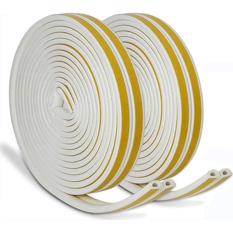 Bande de Joint D-Profil, Joint de Mousse Autocollant,Caoutchouc Imperméable pour la Fenêtre/Le Fond Boudin de Porte/Rouleau Insonorisation (20M Blanc) (1/5)