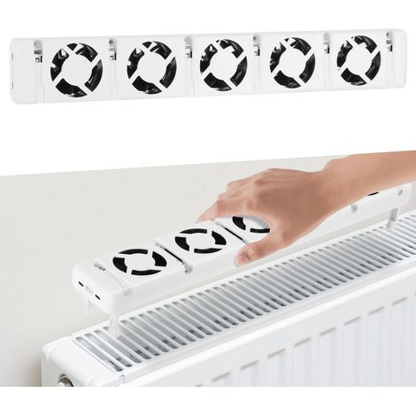 Jiubiaz Ventilatore booster per radiatore a 5 ventole, set da 1, termostato regolabile 0–60 °C, bianco (1/5)