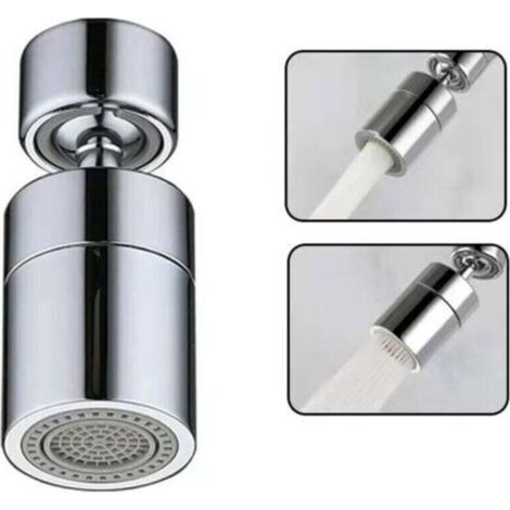 Faucet Aerator(Silver), 360° Swivel Kitchen Faucet Nozzle, 2 Modes Aerator Faucet Water Saving, Jet Breeze Filter Faucet Kitchen Bathroom Sink (1/4)