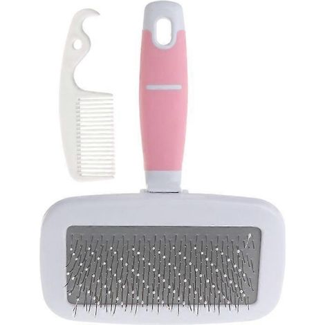 Brosse pour chat et chien, démêlant doucement les poils morts, outil de toilettage pour animaux, brosse à peluche rose S, anti-perte de poils. (145 caractères) (1/4)