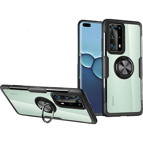 Huawei P40 Pro Klarsichthülle mit Ring, Schwarz (1/5)