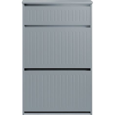 SoBuy Scarpiera Con 2 Ribalte E 1 Cassetto Scarpiera Con Scomparto Aggiuntivo Portascarpe Salvaspazio Grigio 61x26x100cm FSR165-HG (1/5)