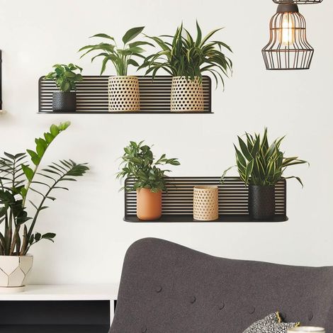 Autocollant mural 3D en forme de plante verte fraîche en pot, amovible, pour chambre à coucher, salon, bureau, cuisine (1/5)