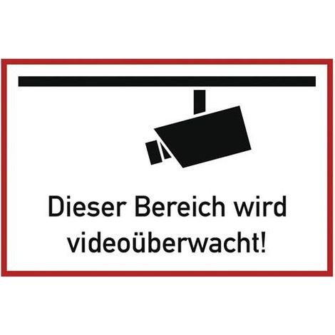 Nordwest Hinweiszeichen Videoüberwacht L300xB200mm weiß schwarz Folie
