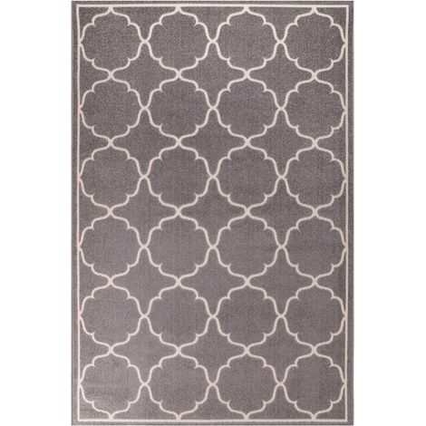 Tapis extérieur kilim 80x200 gris clair rectangle KUMA (1/5)