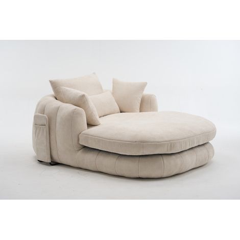 Sillón chaise longue interior extragrande de chenilla blanco HOMVRA (1/5)