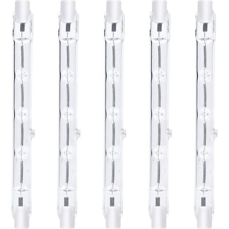 118mm R7s Dimmable Halogen Pencil Light Bulb 300W Warm White 2800K R7s Linear 3000lm AC220-240V J118 Linear Halogen Floodlight for Landscape, Security, Streetlight (5pcs) [Energy Class A++] (1/5)