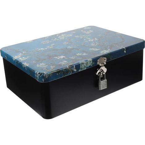 Boîte de rangement en métal avec serrure, design rétro compact pour bijoux et documents sur votre bureau à la maison (1/5)